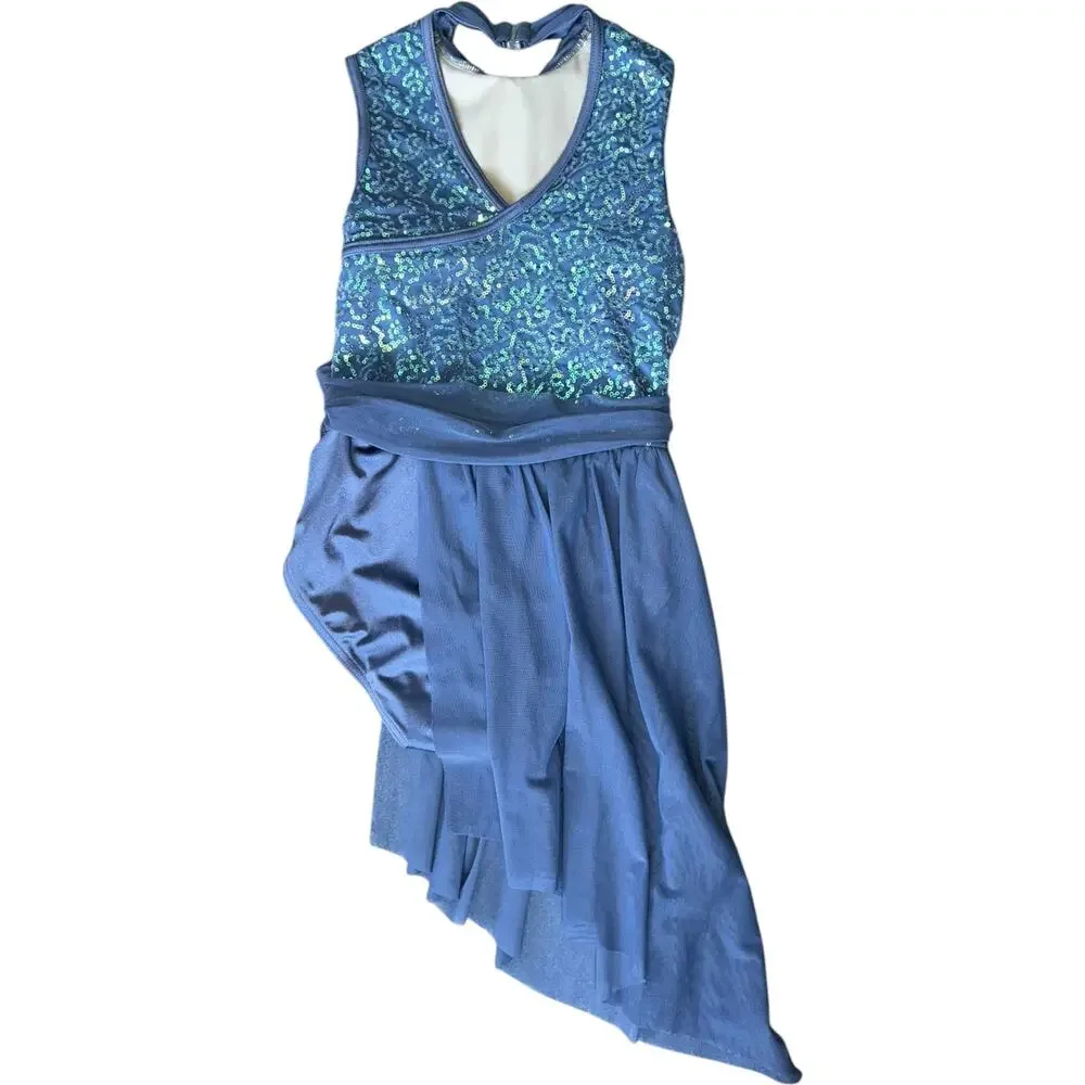 NWOT Weissman Showtime Hand in Hand Blue Turquoises Dance Costume Size MC 8-10